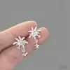 Nuevos Pendientes de Zirconia con Incrustaciones de Cobre Super Brillantes para Mujer, Pendientes Colgantes Exquisitos y Versátiles de Alta Gama, Pendientes de Diseño Único de Nicho