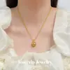 Colar pingente estilo loja de ouro, margarida de areia dourada e hortênsia, com esfera de flor oca e contas da sorte, nova corrente para clavícula feminina estilo chinês