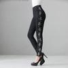Leggings de Modal de Otoño para Mamá, para Mujeres de Mediana Edad y Mayores, con Estampado de Gipsófila, Pantalones Ajustados de Nueve Puntos para Usar por Encima
