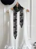 Lenço de Seda com Renda Branco Puro Feminino Vintage Longo Fino Fita Empilhado para Usar Versátil Colar Decorativo Lenço Fita