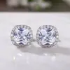 Brincos Clássicos de Zircônia Quadrada AAA com Quatro Garras, Novo Modelo Hua Jie Lazada, Fornecimento de Fabricante Europeu e Americano, Dropshipping de Peça Única
