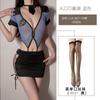 Uniforme Sexy de Policial Macacão Peça Única Sexy com Recortes Tira de Bandagem Bolsa Secreta de Escola Saia para Quadril Pijama Perspectiva Quente Feminino A220