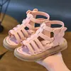 Sandalias Romanas para Niñas 2025 Primavera/Verano Nuevo Estilo Coreano de Moda Zapatos de Verano de Caña Alta de Princesa para Niñas Pequeñas