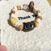 Pulsera de Cuentas de Gato de Ojos Grandes Lindo Vintage Pulsera de Diseño Nicho Estilo Frío Moda Combinable Pulsera de Novia para Mujeres