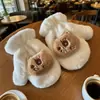 Guantes de Felpa de Dibujos Animados para Mujer, Colgantes para el Cuello de Invierno, Forrados de Polar, Engrosados, Antifrío para Estudiantes, Calientes, Manoplas de Cobertura Total para Ciclismo