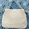 Bolsa de Palha Casual e Estilosa, Bolsa Tecida à Mão com Cor Contrastante para Ombro, Bolsa Satchel Tendência de Grande Capacidade, Bolsa Quadrada Pequena para Mulheres