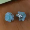 Flor de Concha Azul ~ Série Mori Doce Exagerada Brinco de Pétala de Flor Tridimensional Clipe de Orelha Brincos sem Furo na Orelha