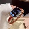 Pulseira de Relógio de Resina com Cravação de Diamante em Forma de Trevo de Quatro Folhas, Metal Cobre, Adequada para Apple Watch iWatch 12ª Geração 11/10
