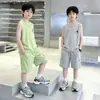 Conjunto de Dos Piezas de Camiseta sin Mangas con Estampado de Letras y Shorts Nuevo Estilo de Verano para Niños 2026 Conjunto Casual de Chaleco para Niños Moderno