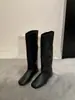 Botas Altas Minimalistas Francesas Estilo Calcetín Punta Redonda 2026 Nuevas Botas de Caballero Sueltas Punta Cuadrada Suela Plana para Mujer Botas Largas Hasta la Rodilla