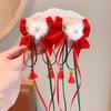 Diadema con lazo rojo estilo chino para niña, horquilla con borlas para Año Nuevo, horquilla de estilo nacional