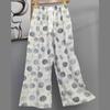 Pantalones de Pijama de Algodón Finos de Verano para Mujer con Estampado de Dibujos Animados, Pantalones de Pierna Ancha para Mujeres Embarazadas, Tallas Grandes, Adecuados para Usar Afuera, Pantalones Largos de Algodón, Exportación