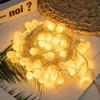 Fio de Luz para Decoração de Natal de Sala com Bolas Brancas Pequenas Foscas, Estilo Acampamento ao Ar Livre para Tenda, Iluminação de Ambiente
