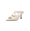 Elegantes, Sexy, Simples y Versátiles Sandalias de Piel de Cabra de Primera Capa con Tiras Cruzadas, Punta Fina Stiletto, Boca de Pez, Cuero Genuino para Mujer, Verano 2025