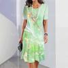 2024 Comercio Exterior Transfronterizo Hermosa Falda Casual de Línea A para Mujer con Estampado Digital 3D Verano Elegante en Forma de O