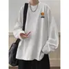 Camiseta de Base Interior Estilo Nuevo Bolsa de Papel Camisa Holgada con Base para Hombre Ropa de Primavera y Otoño Manga Larga Cuello Redondo Camisa Retro