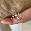 Anillo de Plata de Ley S925 con Cuentas de Plata de Rastro de Planeta Anillo Multicapa para Mujer Diseño de Nicho Sentido de Alta Gama Moda Ins de Corea del Sur