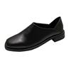 Mocassins Femininos de Boca Profunda 2024 Couro Macio Retrô Fundo Plano Xadrez Salto Baixo Casual Salto Baixo Sapatos de Uma Sola Duas Formas de Usar