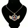 Colgante Personalizado de Ala Completa de Diamante Hip-Hop Transfronterizo Europeo y Americano Colgante de Marco de Fotos DIY Cadena Retorcida Incrustada de Cobre Zirconia