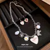 ¡Confesión de Margarita! Conjunto de Pendientes y Collar de Perlas Estilo Coreano Cadena Dulce para Clavícula Joyería de Diseño Único para Mujeres