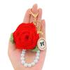 Llavero hecho a mano de lana tejida, llavero terminado, cadena para teléfono móvil, colgante de rosa de ganchillo, regalo hecho a mano, venta al por mayor