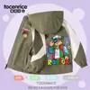 Jaqueta corta-vento com forro de fleece para meninos Roblox, corta-vento com capuz e estampa de desenho animado para crianças mais velhas, estilo inverno
