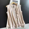 2026 Colete de Seda Slim Fit Sem Mangas Top Camiseta Fina Blusa para o Trabalho Atacado H03ET510