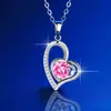 Sonido rápido de sacudida de manos Red Social transmisiones en vivo explosiones colgante de amor collar femenino imitación moissanita forma de corazón cadena de clavícula joyería venta directa