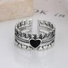 Anillo de tres capas estilo retro Dongmen de Corea del Sur, encantador anillo abierto de plata de ley 925 para mujer, anillo de plata tailandesa con personalidad
