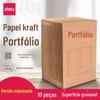 Deli 5952 Pasta de Papel Kraft Espessa Bolsa para Documentos A4 Bolsa para Licitação Bolsa de Papel Kraft 10 Peças/Pacote