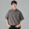 Nueva camiseta deportiva de estilo americano de línea simple con media cremallera, manga corta de seda helada de secado rápido, camiseta fina para exteriores