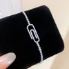 Pulsera de Clip de Papel Ovalada de Circonita Transfronteriza Europea y Americana para Mujer, Pulsera de Lujo Ligero de Alta Gama, Joyería de Mano Exquisita Versátil a la Moda
