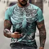 Camiseta de Manga Corta para Hombre Verano 2024 Serie Creativa de Fábrica Suelta Exportación Europea y Americana Impresión Digital 3D