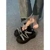 Sandálias de Salto Grosso Estilo Fada para Mulheres, Versáteis e Modernas Versão Coreana para Primavera/Verão 2025 com Strass, Sandálias Romanas de Praia
