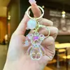 Llavero acrílico de oso colorido electrochapado creativo, lindo estilo de pareja, exquisito colgante de bolso para mujer