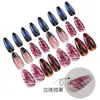 Puntas de Uñas Estilo Francés de 24 Piezas con Forma de Almendra en Colores Contrastantes Rosa y Azul con Estampado de Leopardo y Pedrería Aplicada a Mano, Uñas Artísticas Transfronterizas Más Vendidas