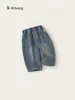 Bangxuan Huzhou Zhili Ropa Infantil Primavera y Otoño Nuevos Productos Jeans Infantiles Pantalones Casuales de Pierna Recta Retro para Niños Pequeños Pantalones Casuales para Niños