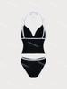 [Colección] Chica Coreana Ins Simple Negro Adelgazante Aspecto Sexy Adelgazante Aspecto Simple Dividido Resort Baño Termal Traje de Baño