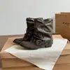 Botas de Cano Curto Chuyuji Marrons com Bico Fino e Fivela para Mulheres, Salto Bloco, Botas Western Bootcut Franzidas, Botas de Cavaleiro