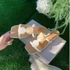 ¡En stock, se envía al instante! Sandalias de Cuña con Hebilla de Concha Estilo Francés Romano, Punta Cuadrada, Doble Correa, Mismo Estilo que Mamá Uva, para Mujer