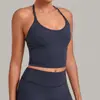 Popular top sin mangas ajustado estilo europeo y americano con cuello halter, escote en V pronunciado y espalda descubierta para entrenamiento de fitness, Pilates y yoga para mujer 2712