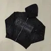 Sudadera Deportiva con Capucha Otoño e Invierno 2025 Letras Estampadas con Diamantes Calientes Estilo Pareja Venta al por Mayor Streetwear Emo