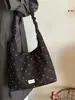 Bolso de Lona con Lunares y Pliegues Estilo Coreano para Mujer, Bolso de Hombro Cruzado de Gran Capacidad Estilo Coreano, Versátil Bolso Nube para el Viaje Diario