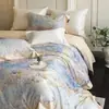 Funda de edredón de algodón puro de alta gama europea para todas las estaciones, sábana bajera de algodón completo, amigable con la piel, satén, para dormir sin ropa, algodón de fibra larga, algodón australiano, juego de cuatro piezas