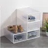 Caixa de Sapato Transparente com Furos Redondos, Estrutura Dupla, Abertura Lateral, Plástico Espessado, Armazenamento de Tênis de Basquete, Montagem na Parede Tendência, Empilhável, à Prova de Poeira, à Prova de Umidade