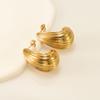 Aretes europeos y americanos exagerados de alta gama huecos a rayas de gota de agua de acero inoxidable personalidad espejo cruzado metal temperamento moda joyería para la oreja