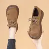 Zapatos Mocasines Retro Redondos Europeos y Americanos Más Vendidos para Mujer Otoño 2026 Nuevos con Cordones Suela Gruesa Cómodos Hacen que los Pies Parezcan Pequeños Zapatos Birkenstock para Mujer