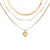 Collar de Amor en Capas de Venta Caliente Transfronterizo Collar con Diseño de Nicho Femenino Cadena de Clavícula Superpuesta Cadena de Hueso de Serpiente de Lujo Ligero de Alta Calidad