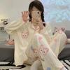 Pijama de manga larga con estampado de espigas de trigo para mujer, otoño e invierno, 2023, estilo coreano, holgado, de talla grande, conjunto de dos piezas, ropa de hogar en vivo en línea