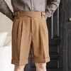 Shorts Casuales de Verano Transpirables Estilo Gurkha de Cintura Alta Pantalones de Traje Retro Italianos Pantalones de Nápoles para Hombre